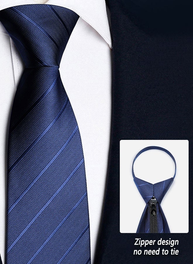 HOOTO 2PCS Zipper Ties Set for Men Adjustable Men's Pretied Neckties Zip Mens Neck Tie - Ties for Shirt and Suit - Modern Style（BLUE） - Image 2